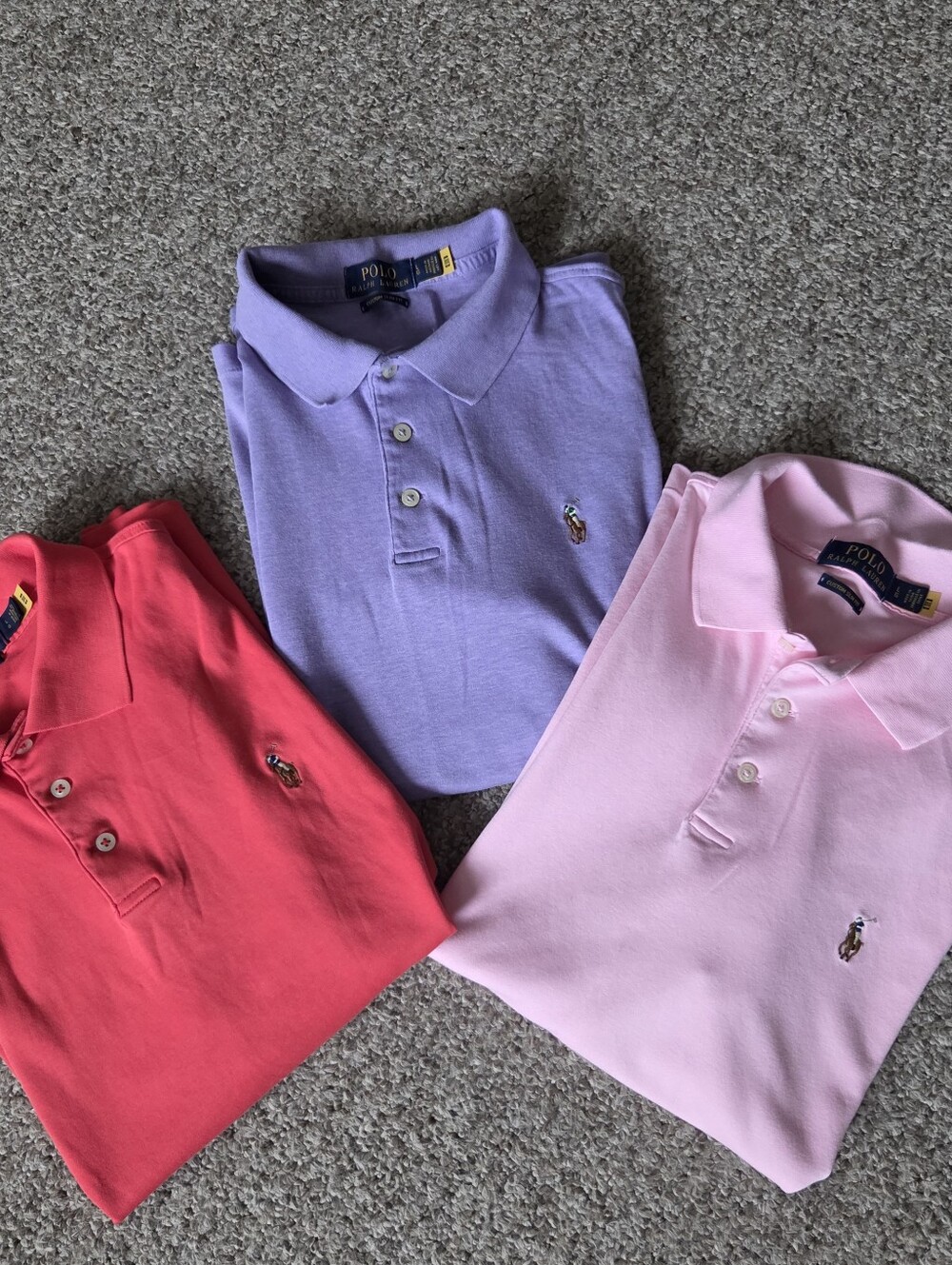 Polo Ralph Lauren Men’s L Polo Bundle (3) Slim Fit Soft Cotton Flesh Pony Shirt